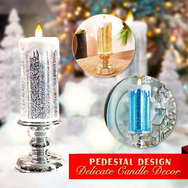 LED Glitter Pedestal Christmas Candles